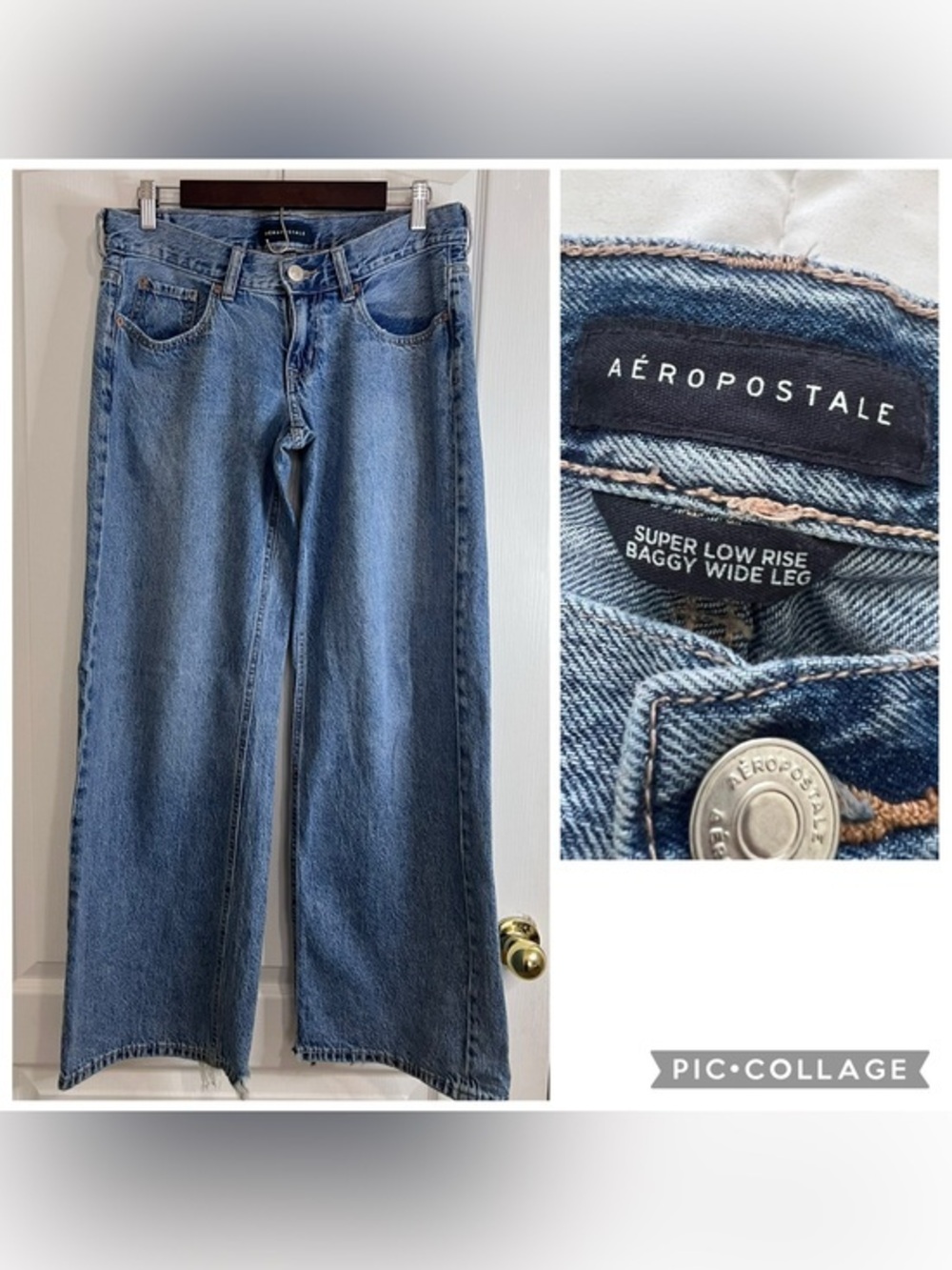 Aeropostale super low rise baggy wide leg Blue Jeans size 8R
